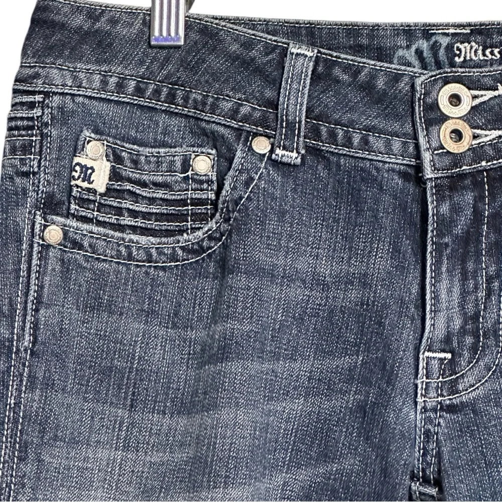 Miss Me Harvard Wash Bootcut Mid Rise Flap Back Pocket Cleo Jeans JP4425